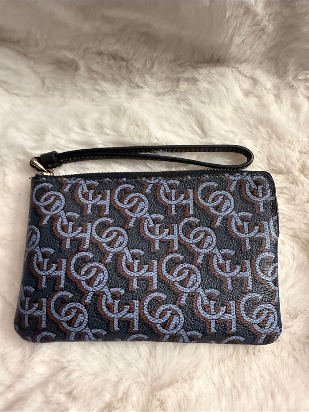 Coach Blue & Brown Signature Wristlet